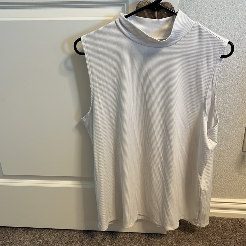 Turtleneck, white ribbed T-shirt